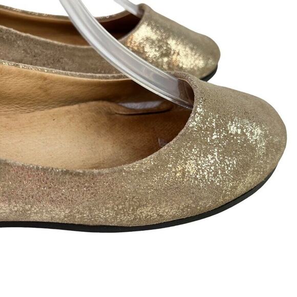 Fs/Ny French Sole Gold Leather Slip On Wedge Loafers Round Toe Womens Shoes sz 6 - Picture 13 of 16